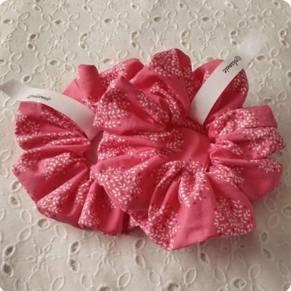 Extra Large Scrunchie Cotton Coral Pink White Hydrangea Print Handcrafted XL NEW